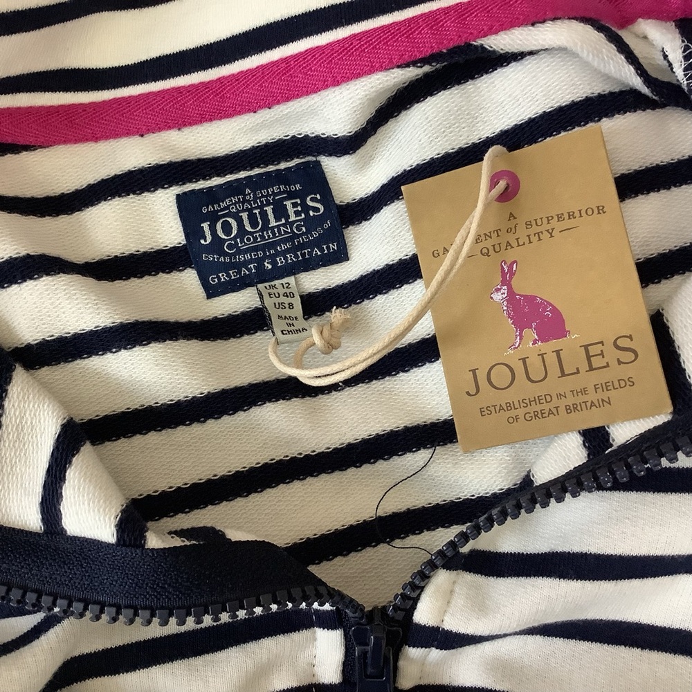 NWT UK Joules Fairdale Half Zip Sweatshirt In Cream Stripe US 8 - Picture 7 of 10